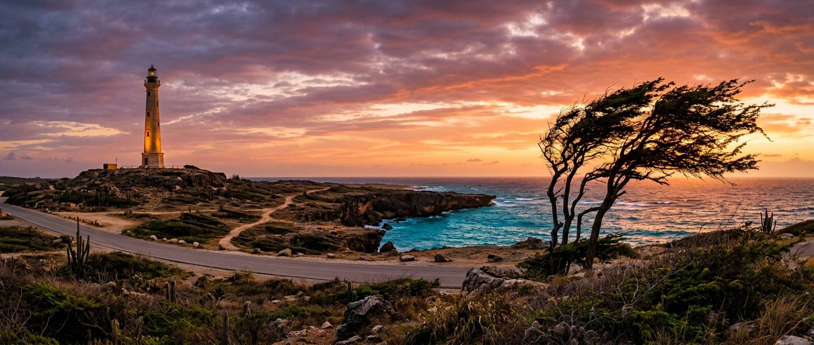 Aruba coastline at dusk